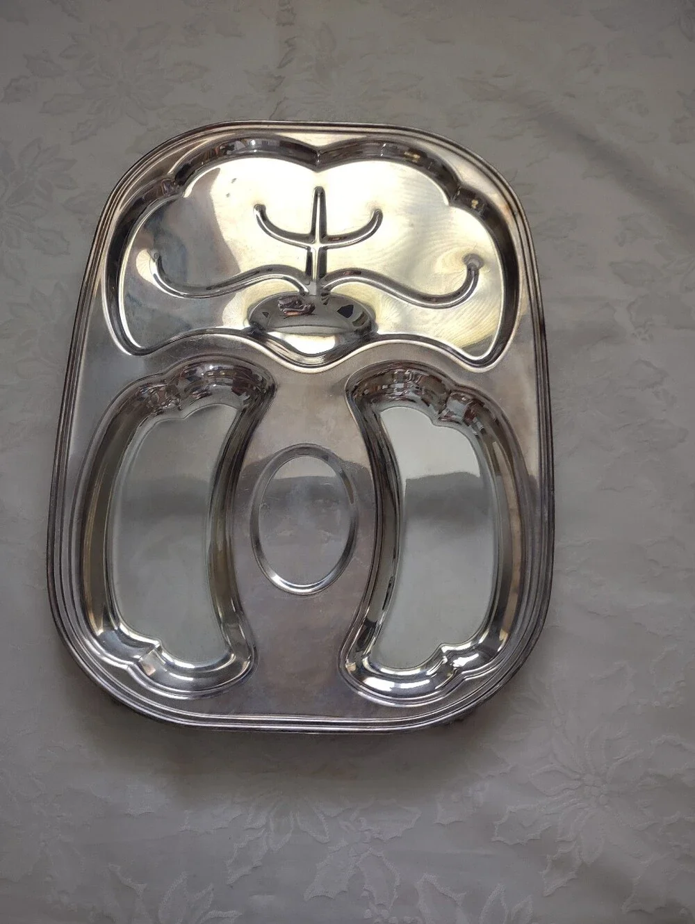 Vintage Kent Silversmiths Silver Plated Polished Large Tray Ornate Claw Legs
